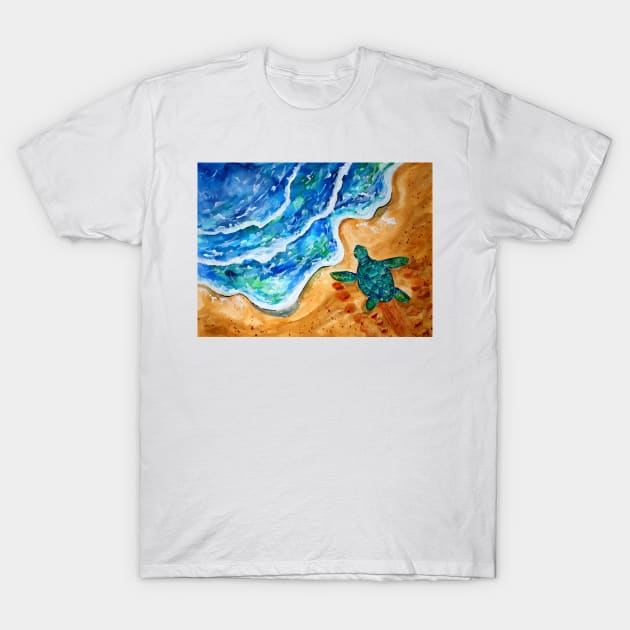 Baby Turtle at the Beach T-Shirt by ZeichenbloQ